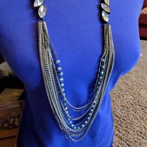 30" Multi-Tone Chain and Czech Glass Bead Layered Necklace Simply Vera Vera Wang